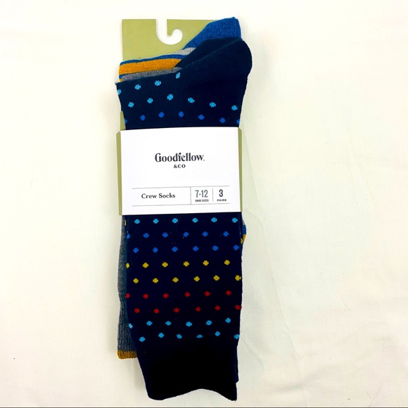 3 Pk Polka Dot Crew Socks Casual Goodfellow - Picture 2 of 8